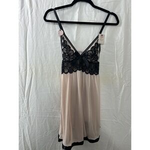 Spree Intimates Womens Sz Medium Two-Piece Baby Doll Thong Cami Slip Dress Sheer